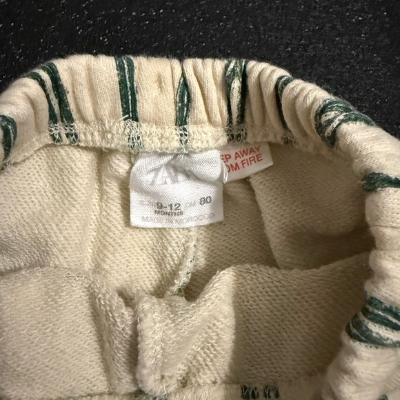 Zara Kids Cream and Green Striped Joggers - Picture 2 of 3